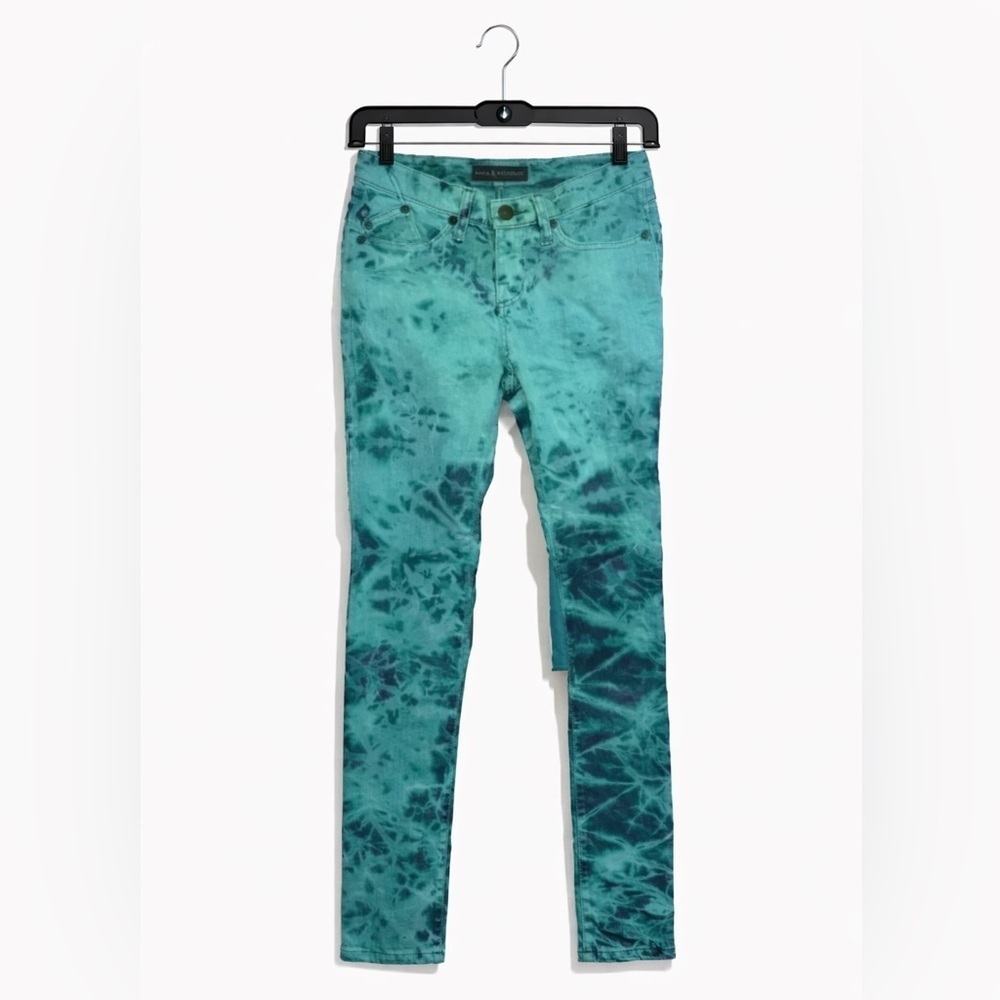 Rock & Republic Tie Dye Skinny Jeans Women’s Size 6 Teal Black Stretch